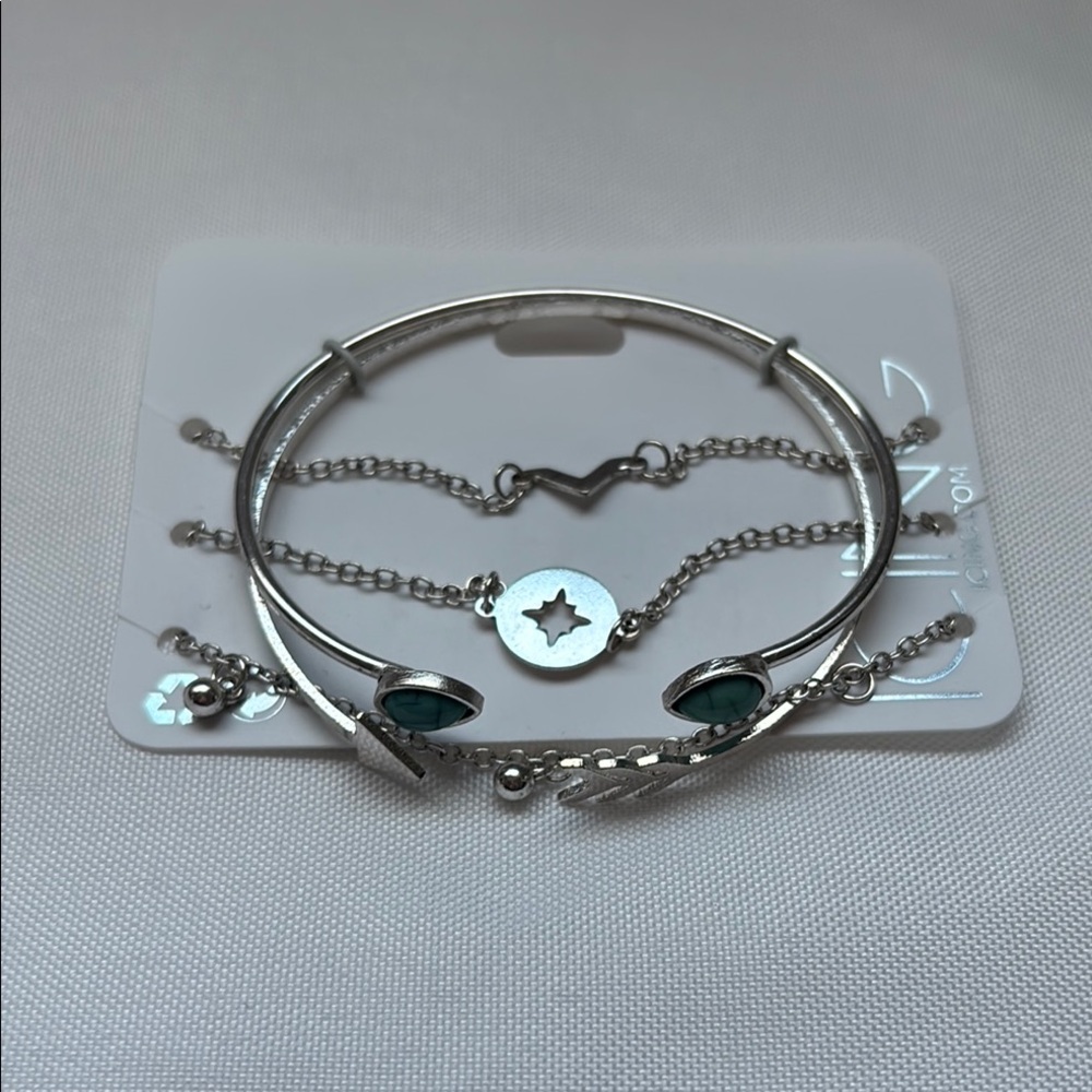 Icing Silver and Turquoise Bracelet Set - 5 Pack